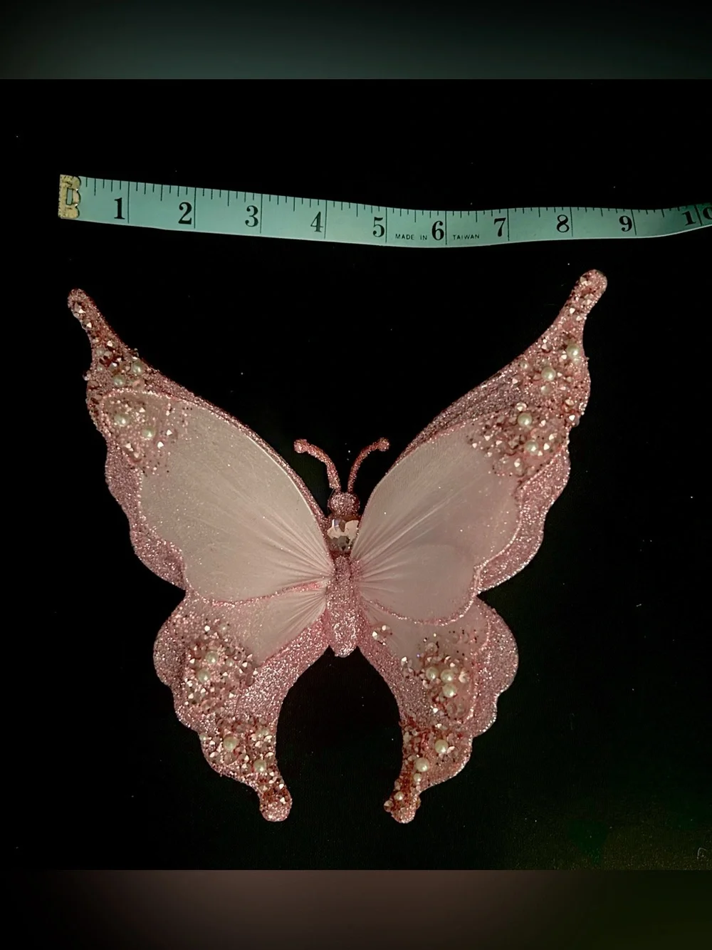 7ct Glitter Pink Butterfly Decorative Christmas Clip Tree Ornament